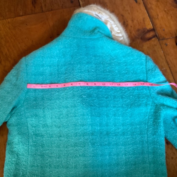 Vintage loomed lambswool suit jacket with mink collar in turquoise - Picture 14 of 14